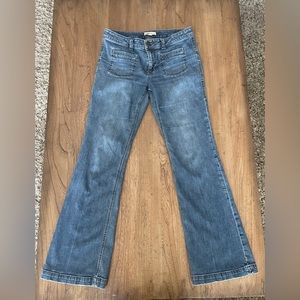 Cabi 318R Blue Denim Patch Pocket Flared Trouser Jeans 6
